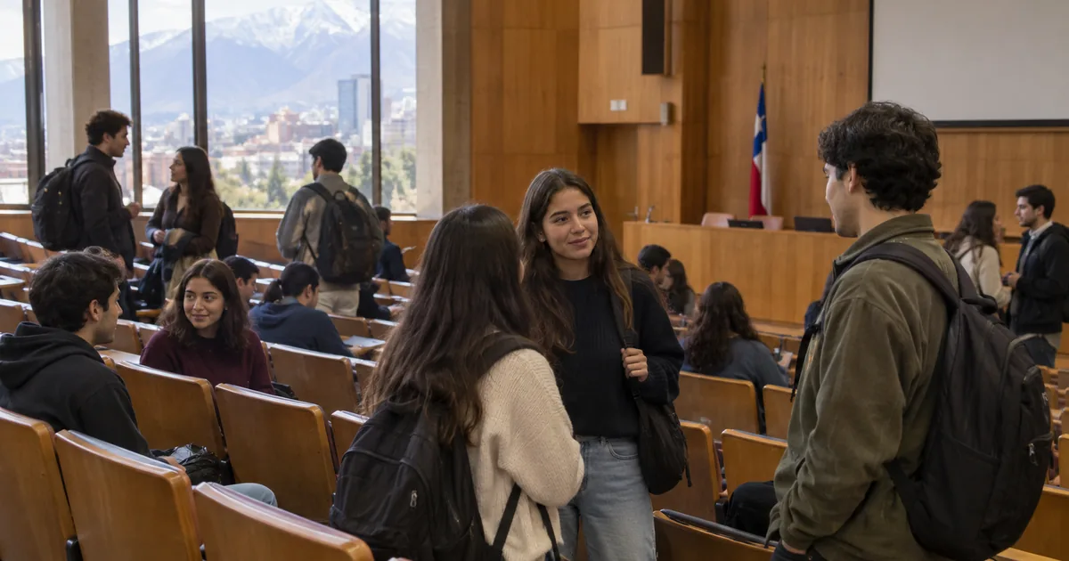 Imagen generada con IA: conferencista frente a una audiencia universitaria