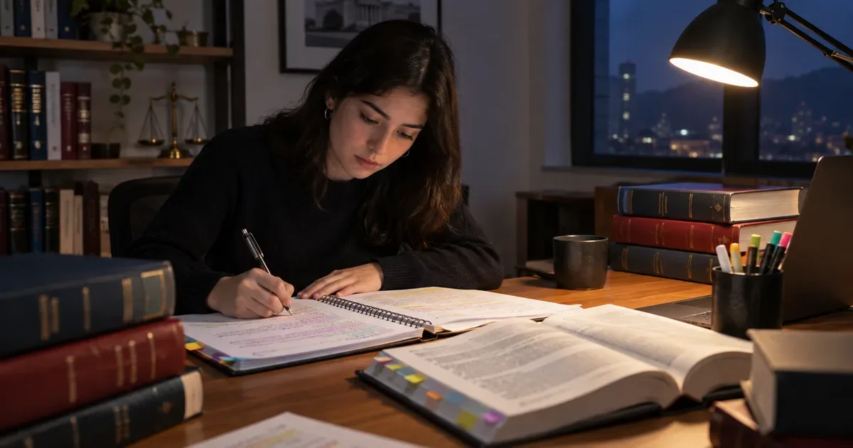 Carpeta con documentos de postulación y una calculadora