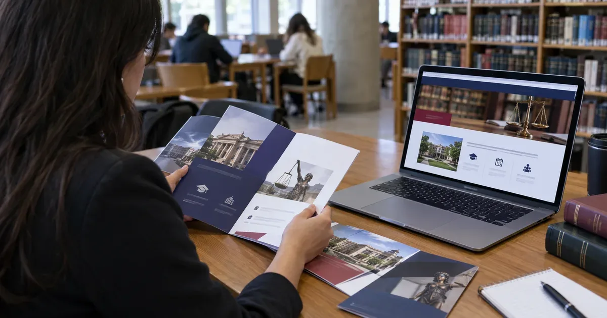 Documentos de solicitud y laptop sobre un escritorio de estudio