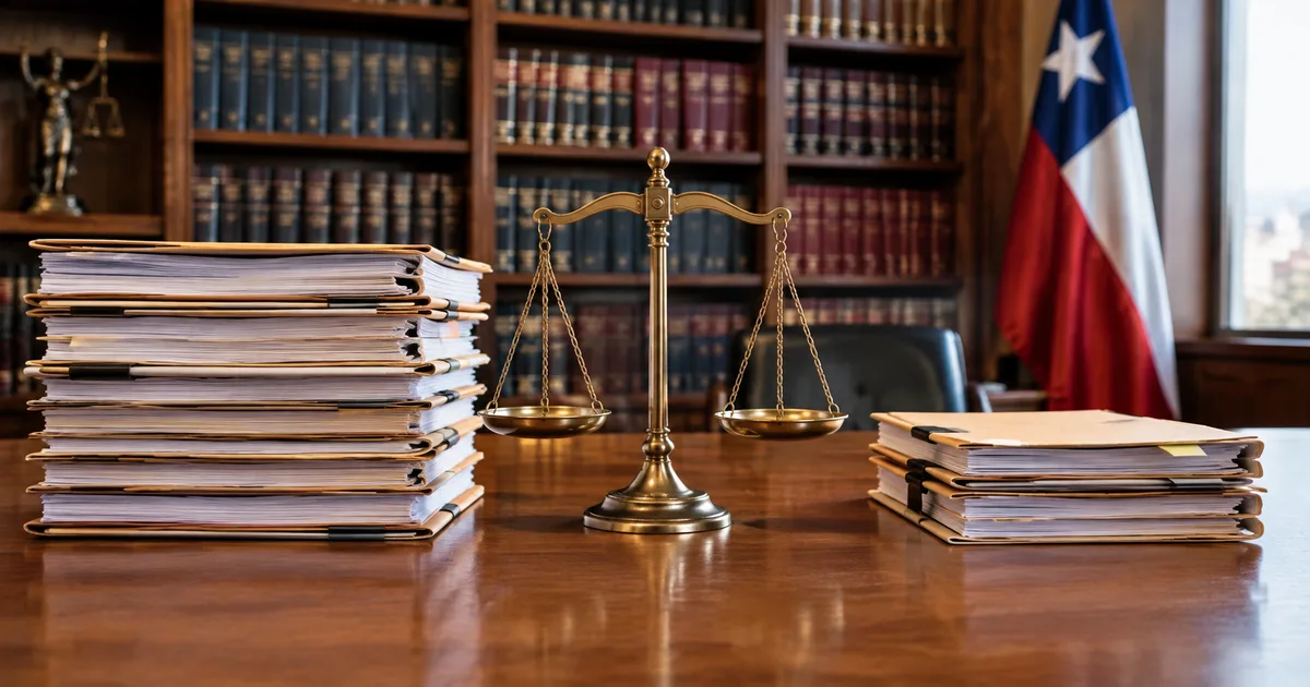 Balanza de la justicia sobre un escritorio con códigos