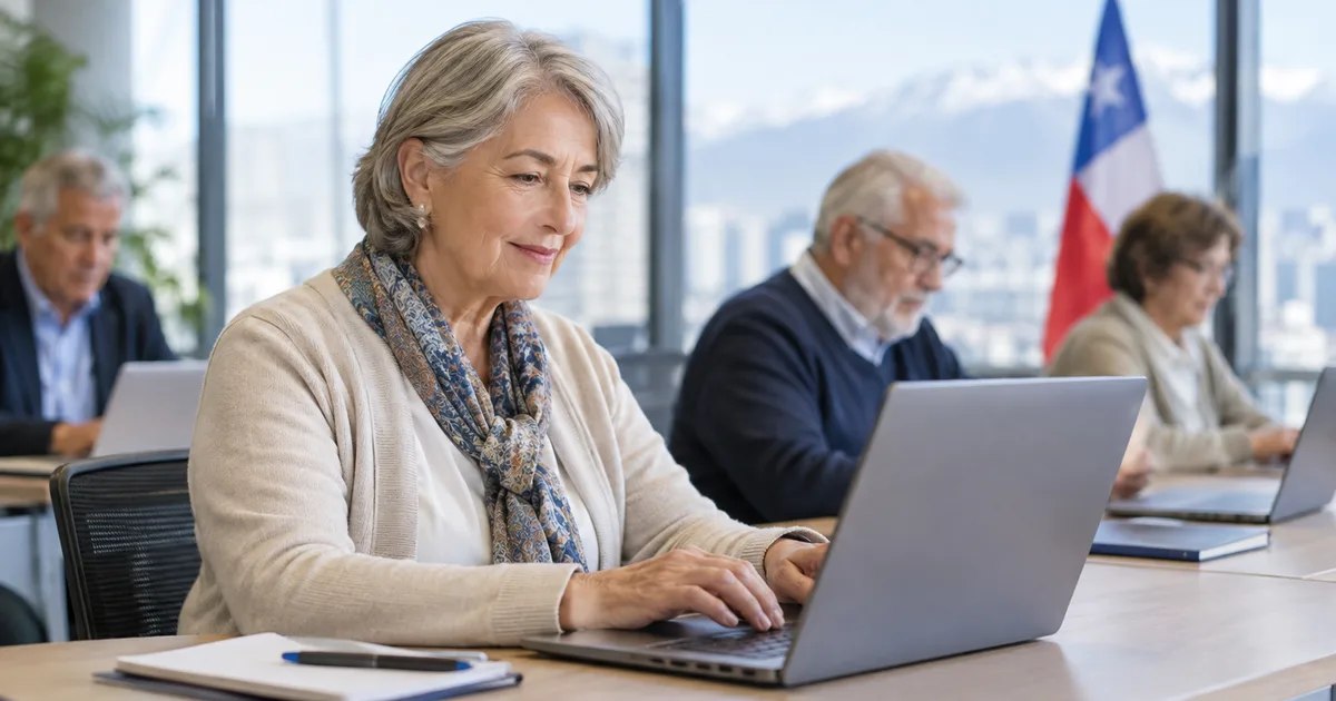 Abogados senior en una sesión de capacitación tecnológica en Santiago