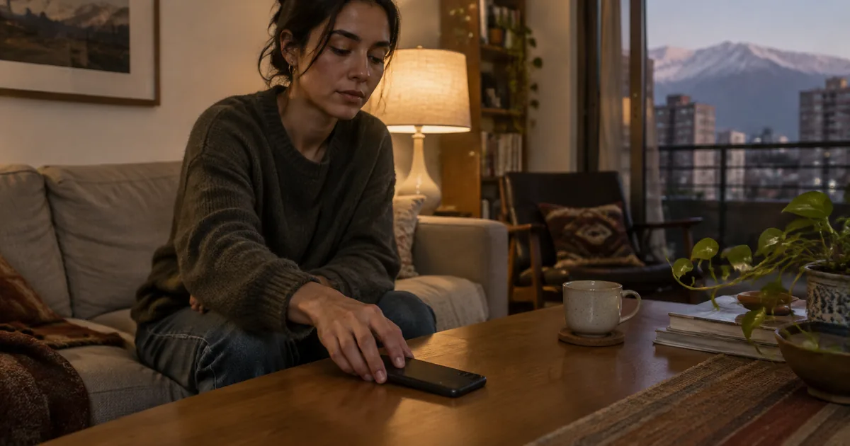 Imagen generada con IA: teléfono sobre un escritorio junto a una taza de café
