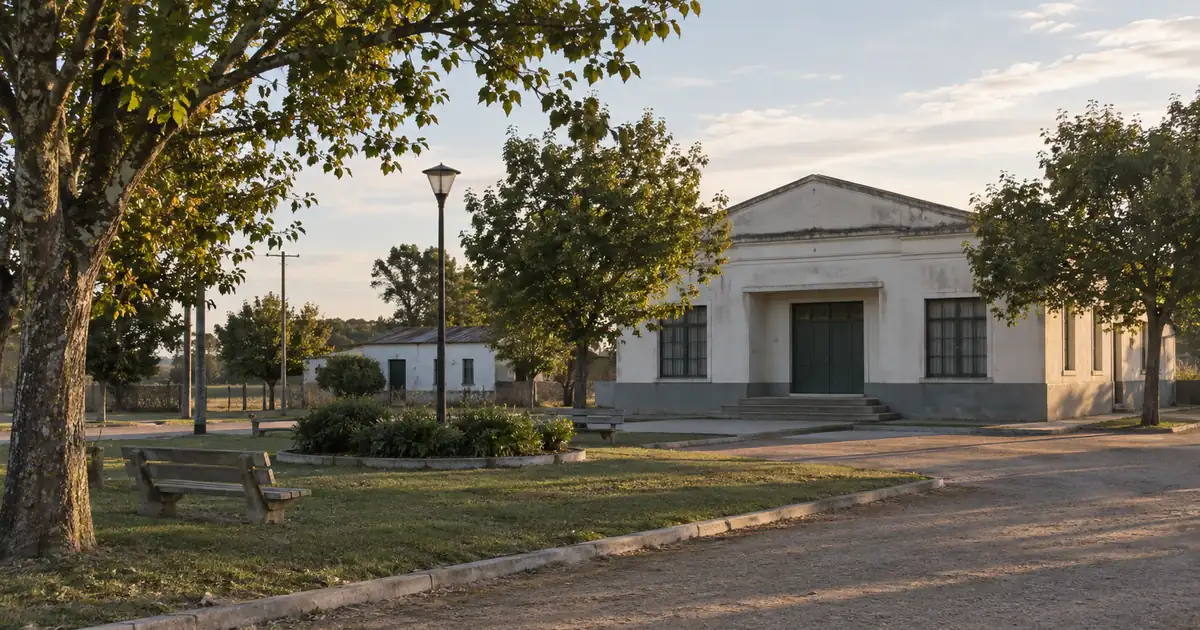 Imagen generada con IA: sala de conferencias en una ciudad del interior de Uruguay