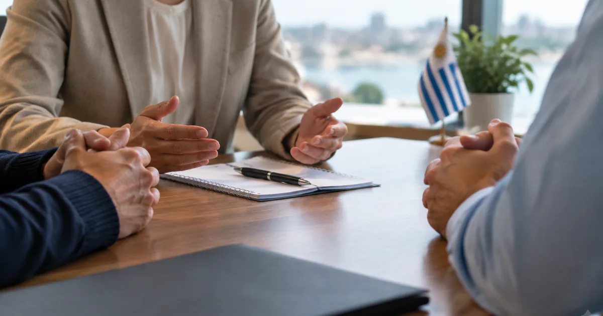 Dos personas estrechando manos en una mesa de mediación