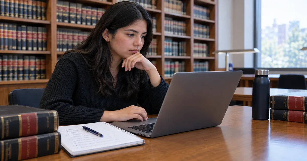 Documentos de solicitud y laptop sobre un escritorio de estudio