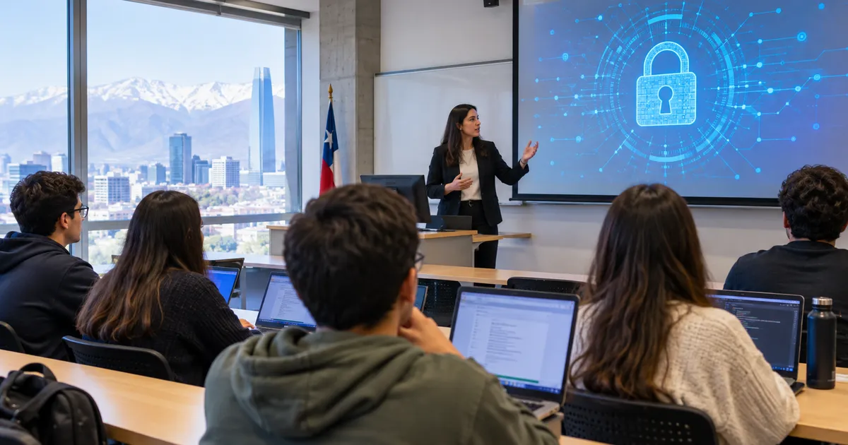Curso protección de datos personales Ley 21.719, pantalla con candado digital