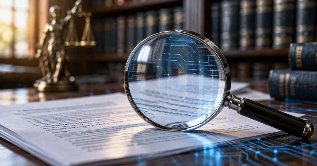 Lupa sobre un documento judicial impreso